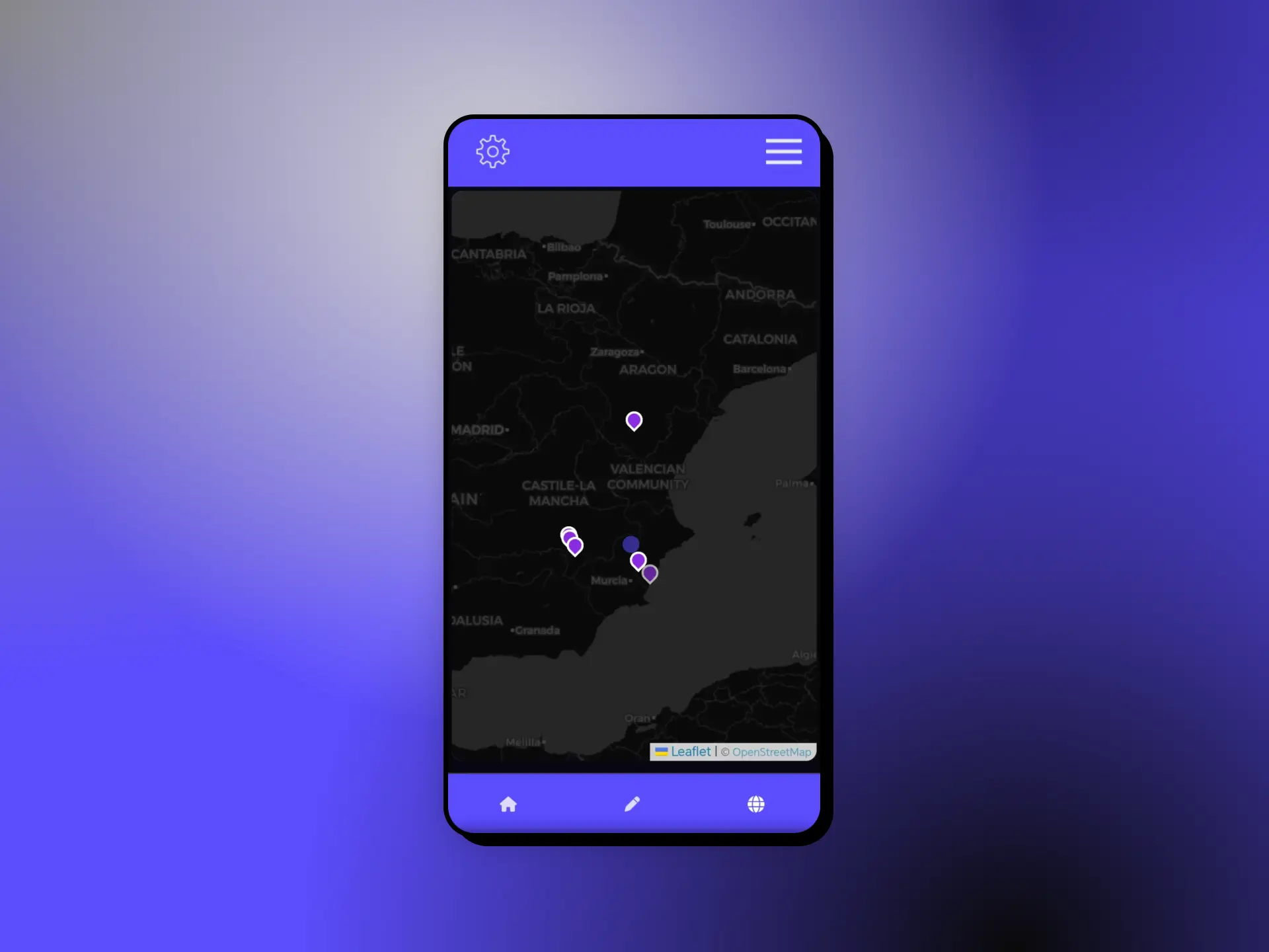 mockup de la app en movil